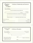 CERTIFICATE OF MEMBERSHIP AND DISMISSION/RECEPTION pad of 50