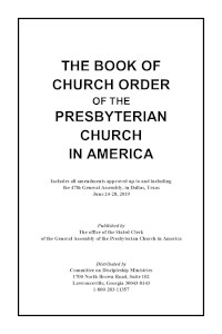 BOOK OF CHURCH ORDER--PAGES with
2023 UPDATES