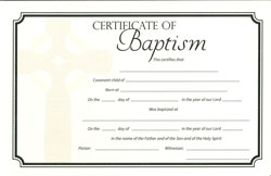 certificate of baptism covenant child postcard size with 12 envelopes postcard size