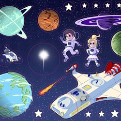 Space Mission Rocket Stickers
